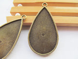 50pcs Raindrop Base Setting Tray Bezel Pendant Charm, fit 20mmx35mm Cabochon