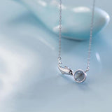925 Silver Dolphin Moonstone Pendant Necklace for Women