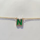 Custom Initial Letter Necklace with Zirconia A-Z Name Pendant
