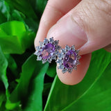 Agate Gemstone Stud Earrings 925 Silver Weeding Jewelry
