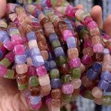 8x8mm Tourmaline Agate Tiger Eye Square Stone Beads for Jewelry Making