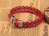 10 Red Lot Surfer Double 6mm PU Leather Bracelet Men's Cuff