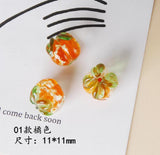 Korea Luminous Glass Crystal Persimmon Pendant DIY Earring Hairpin