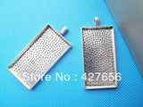 20pcs Antique Silver Rectangle Frame Setting Tray Pendant Charm DIY