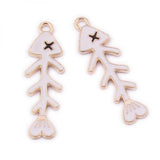 80pcs Fish Bone Shape Enamel Oil Drop Pendant Charms DIY Jewelry Findings