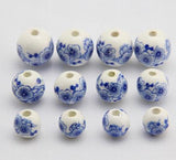 50 pcs Porcelain Beads DIY Ceramic Loose Beads Round Pattern