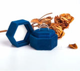 Hexagon Velvet Jewelry Ring Box - Double Storage Box