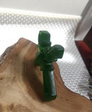 Koraba Natural Green Chinese Hetian Jade Cross Pendant Necklace