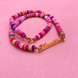 Personalized Stainless Steel Nameplate Beaded Choker Chain