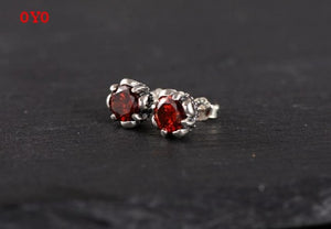 Faceted Garnet Ladies Earrings - 925 Silver