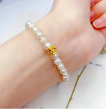 24k Pure Rose Charms Pearl Bracelet Charm Bracelet Bracelet Femme Luxe Flower