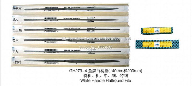140mm GH279-4 Handle 6 Shape Files Set Jewelry Tools, 12pcs
