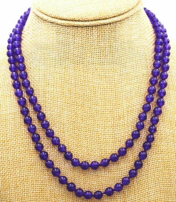 8mm Amethyst Jade Beads Necklace 32''
