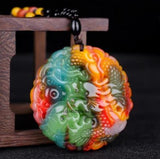 Colorful Jade Money Dragon Pendant Necklace Accessories