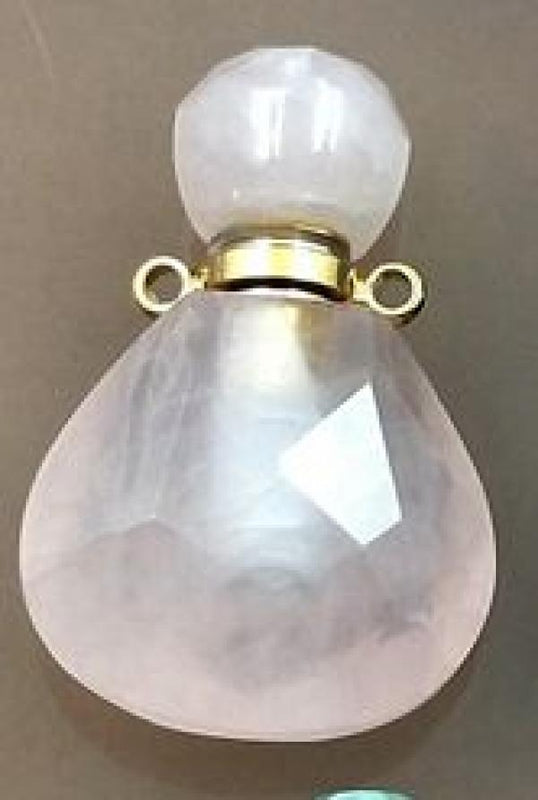 Rose Quartz Clear Crystal Perfume Bottle Pendant Necklace for Women