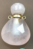 Rose Quartz Clear Crystal Perfume Bottle Pendant Necklace for Women