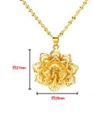 Copper Brass Plated Peacock Flower Pendant Necklace