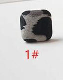 50pcs Leopard Print Square Flatback Cloth Buckle DIY Jewelry Earring Accessory