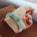 Natural Burmese Jadeite Two-tone Bracelet 54-62mm Princess Jewelry