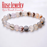 Agates Bracelets 8mm Natural Stone Flowers Beads
