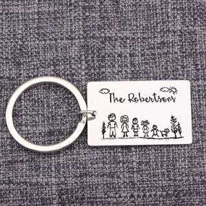 Custom Family Portrait Keychain with Names