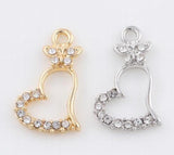 20PCS 22x13mm Butterfly Heart Pendant Charms for Memory Locket