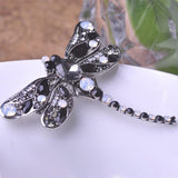 Crystal Dragonfly Brooch Green Jewelry Scarf Lapel Pin Antique Silver