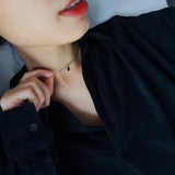 925 Silver Lucky Peas Alphabet Necklace Short Choker Chain Sexy Vintage