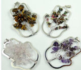 Tiger Eye Quartz Crystal Wisdom Tree Pendant Necklace