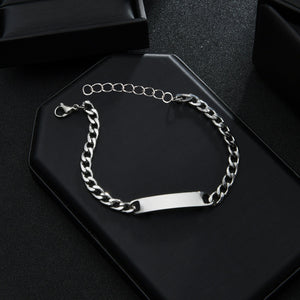 Personalized Engraved Name Bracelet Stainless Steel Cuban Chain