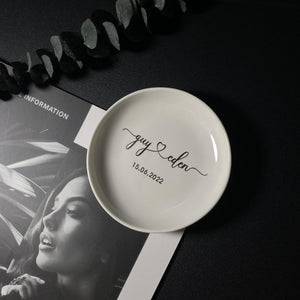Personalized Ring Dish Holder for Engaged Couple Bride