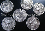 Tibetan Silver Coin Round Charms 19mm A740 - Pack of 180