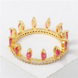 Crystal Rainbow CZ Engagement Crown Rings for Women Wedding Jewelry