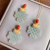 Hetian Jade Hollow Carved Knot Pendant Ruyi Jade Necklace