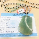 Burmese Emerald Jade Carving Pendant with Bead Necklace
