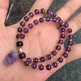 Natural Stone Bracelet Purple 6mm Round Bead Shape Fresh Jewelry