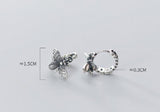 925 Silver Bee Chain Hoop Huggie Earrings