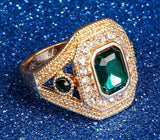 Vintage Gem Inlaid Lady's Rings Antique Plated European Retro Women