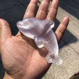 Natural Stone Selenite Dolphin Bowl Carved Animal Figurine