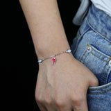 925 Sterling Silver Enamel Eye Fish Charm Bracelet for Women