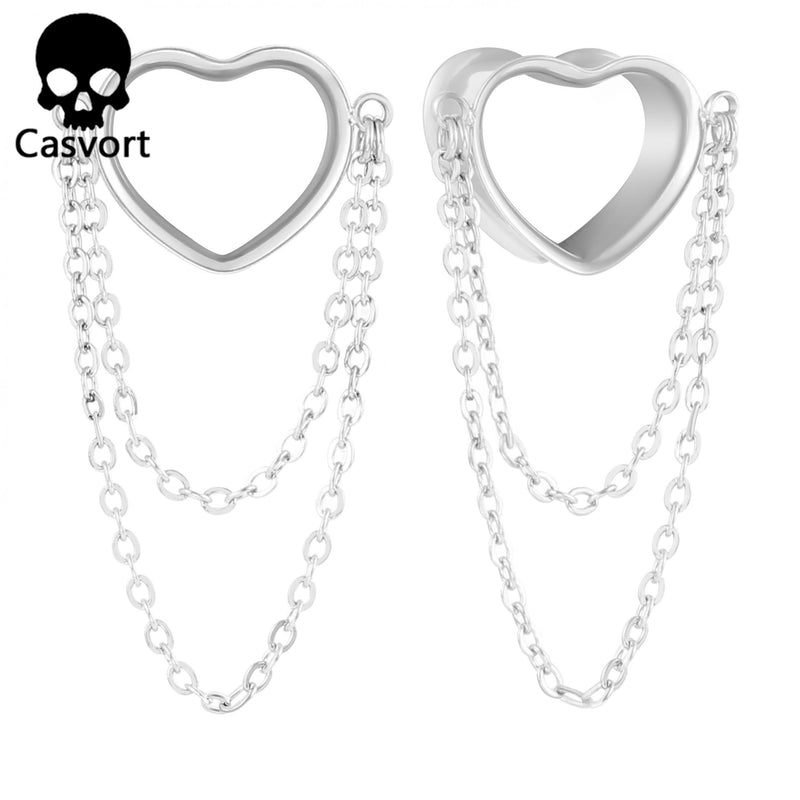 316 Stainless Steel Ear Gauges Tunnels Chain Plugs Piercing Gauges Body Jewelry