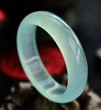 Genuine Green Jade Bangles with Floating Flower, 100% Real Jadeite Jewelry