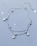 925 Silver Crown Princess Zirconia Anklet Bracelet GTLS789