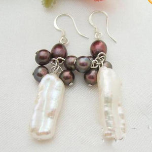 Real Freshwater Pearl Silver Hook Dangle Earring Women Jewelry