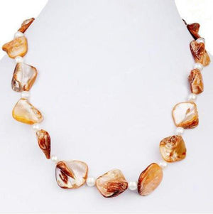 AA Pearl Necklace, Irregular Orange Shell 6-7mm Freshwater Pearl Choker