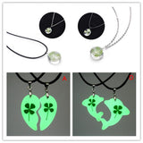 Shamrock Leaf Crystal Pendant Necklace Set