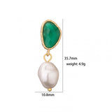 HECHENG Colorful Stone Earrings with Pearl, Asymmetry Jewelry