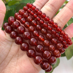 Natural Red Agate Carnelian Bracelet Round Bead Crystal Quartz Healing Stone