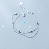 S925 Sterling Silver Beads Double Chain Bracelets