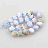 Natural Chalcedony Stone Bead Top Irregular Shape Faceted Stone Rondelle Nugget
